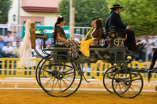 Carriage pulled by two horses, Spain