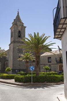 Square of Church of Santa Maria,Belltower, Sabiote, Jaen province, Andalusia, Spain