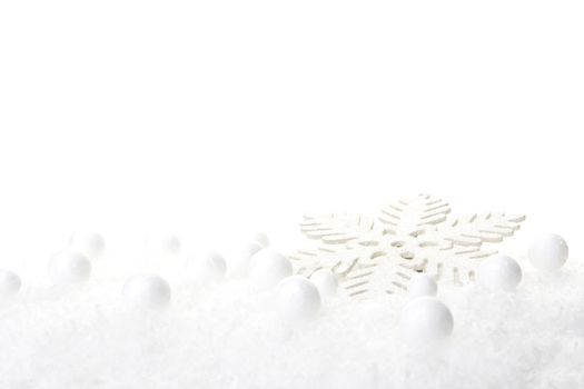 christmas, christmas decoration, white christmas star on snow 