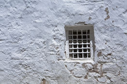 Little window on a whitewashed wall, Sabiote, Jaen province, Andalusia, Spain