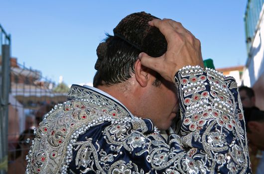 Torero is the montera before you start to fight, Spain