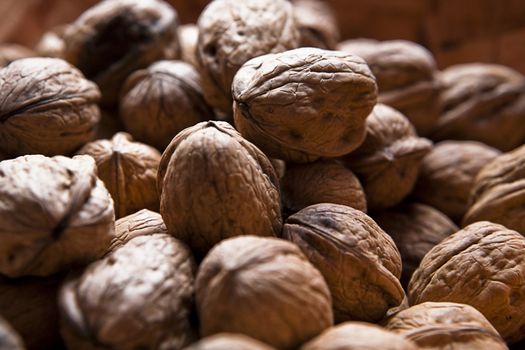 Nuts stacked in a pile