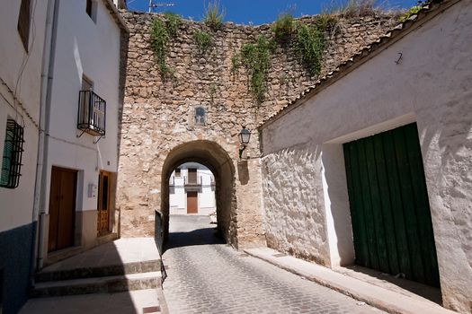 Mudejar door in Sabiote, Jaen province, Andalusia, Spain