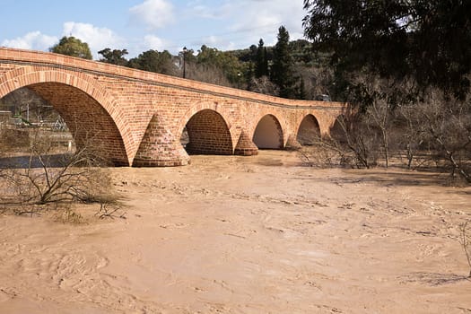 Guadalquivir River passing through Andujar, Andujar, Jaen province, Spain