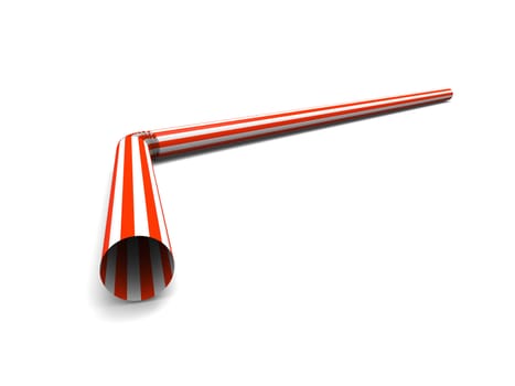 Red drinking straw isolated on white background