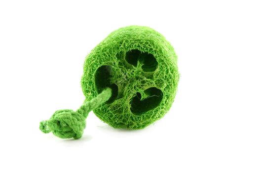 Loofah body sponge used for washing and exfoliating the skin.