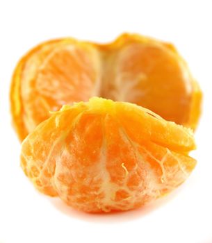 Freshly harvested broken mandarin ready to serve.