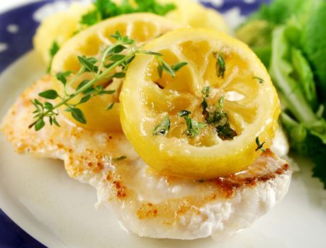 Pan fried pearl perch with caramelized lemon ginger and thyme.