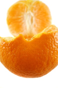 Freshly harvested broken mandarin ready to serve.
