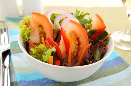 Delicious fresh simple and healthy salad ready to serve.