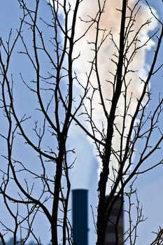 Chimney expelling pollutant gases to the air, Spain