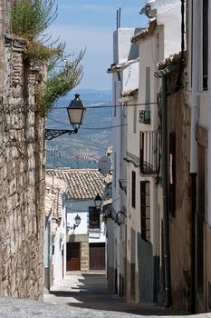 Street of Sabiote in summer,  Sabiote, Jaen province, Andalusia, Spain