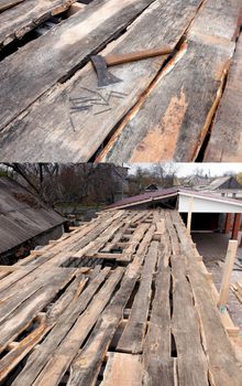 Roof of the wooden flooring is not edging boards, hardware and tool construction