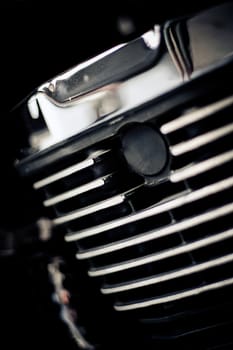 Motorbike, detail of the part of the mechanics of the engine of gasoline