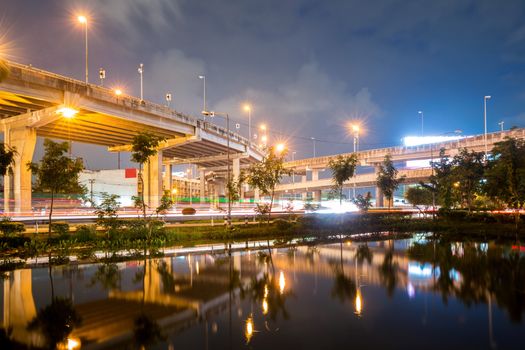 Reflection of Highway transportation at night