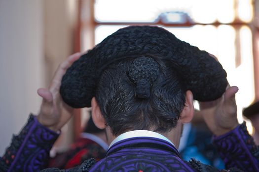 Torero is the montera before you start to fight, Spain