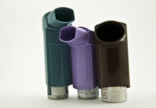 Inhaler with a drug on a white background