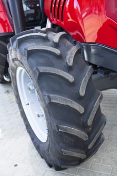Detail of the wheels on a modern tractor, Spain