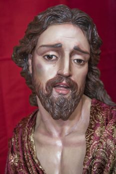 Exhibitor's religious figures Catholic Holy week in Spain