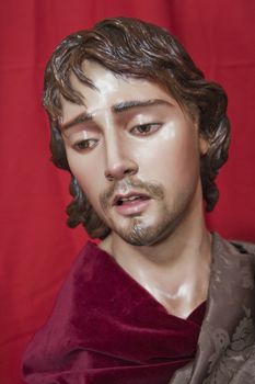 Exhibitor's religious figures Catholic Holy week in Spain