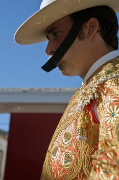 Picador bullfighter, lancer whose job it is to weaken bull's neck muscles, Spain