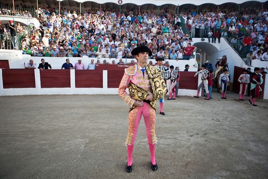 The Spanish Bullfighter Jose Tomas initiating the paseillo in the plaza de toros in Linares, Jaen province, Spain 29 august 2011