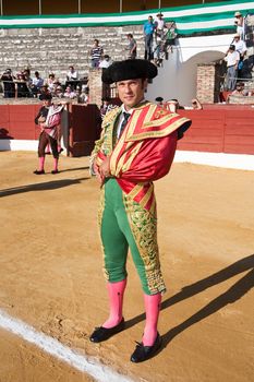 The Spanish Bullfighter Antonio Ferrera initiating the paseillo in the plaza de toros in Baeza, Jaen province, Spain, 15 august 2010