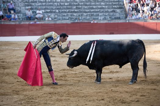 The spanish bullfighter Manuel Jesus "El Cid" bullfighting in a bullfight in Baeza, province of Jaen, Spain, Spain 14 august 2010