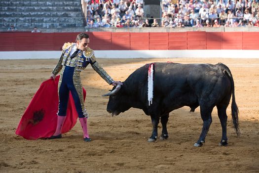 The spanish bullfighter Manuel Jesus "El Cid" bullfighting in a bullfight in Baeza, province of Jaen, Spain, Spain 14 august 2010