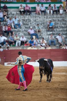 Bullfighter with the Cape in the Bullfight, Baeza, Jaen province, Spain