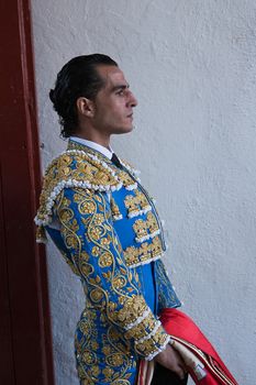 The  bullfighter spanish Ivan Fandiño waiting for the exit in the alley from the bullring of Jaen, Spain, 16 october 2011