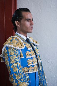 The  bullfighter spanish Ivan Fandiño waiting for the exit in the alley from the bullring of Jaen, Spain, 16 october 2011
