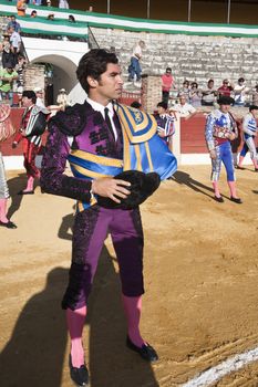 The Spanish Bullfighter Cayetano Rivera at the paseillo or initial parade, Baeza, Jaen province, Spain, 14 august 2010