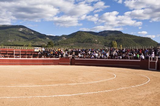 Portable bullring in Cortijos Nuevos, Jaen province, Spain