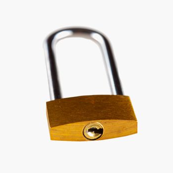 A golden lock isolated over white background