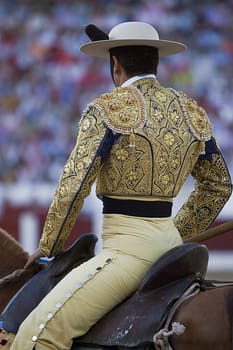 Picador bullfighter, lancer whose job it is to weaken bull's neck muscles, Spain