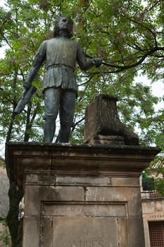 Statue of Andres de Vandelvira, palace of the chains square Vazquez of Molina, Ubeda, patrimony of the humanity, Jaen province, Andalusia, Spain