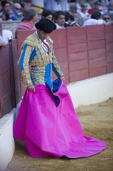 The spanish bullfighter Luis Francisco Espla with the Cape before the Bullfight, Baeza, Jaen province, Spain, 15 august 2009