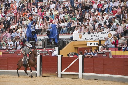 Alvaro Montes, bullfighter on horseback spanish witch garrocha (blunt lance used on ranches), Coso de la Alameda, Jaen, Spain, 13 october 2008