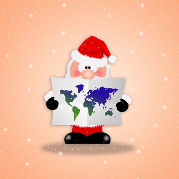 Santa Claus with map