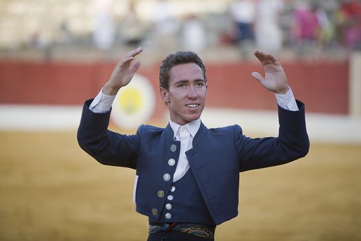 Leonardo Hernandez, bullfighter on horseback spanish, Baeza, Jaen province, Spain, 14 august 2009