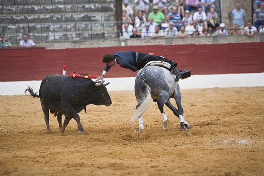 Leonardo Hernandez, bullfighter on horseback spanish, Baeza, Jaen province, Spain, 13 august 2010