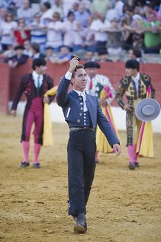 Leonardo Hernandez, bullfighter on horseback spanish, Baeza, Jaen province, Spain, 14 august 2009