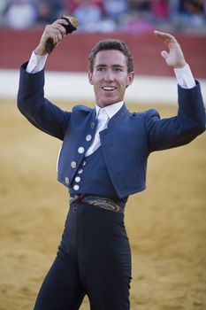 Leonardo Hernandez, bullfighter on horseback spanish, Baeza, Jaen province, Spain, 14 august 2009