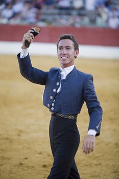 Leonardo Hernandez, bullfighter on horseback spanish, Baeza, Jaen province, Spain, 14 august 2009