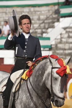 Leonardo Hernandez, bullfighter on horseback spanish, Baeza, Jaen province, Spain, 13 august 2010