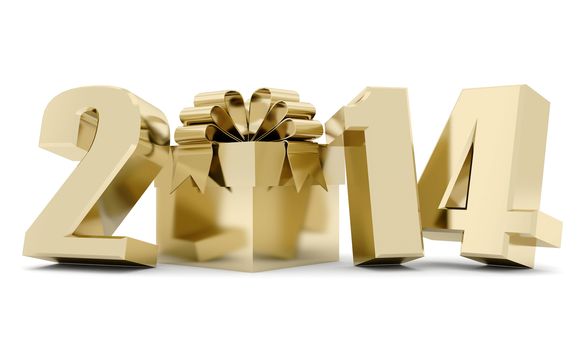 happy new year 2014 Illustrations 3d on a white background