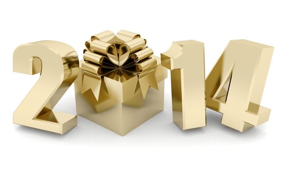 happy new year 2014 Illustrations 3d on a white background