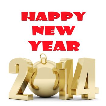 happy new year 2014 Illustrations 3d on a white background