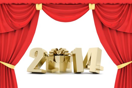 happy new year 2014 Illustrations 3d on a white background
